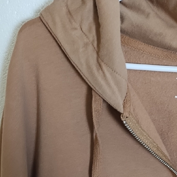 Cozy Tan/Brown Fleece Zip up Hoodie Sweatshirt - Picture 10 of 12